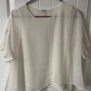 Express Cream Short Sleeve Textured Blouse